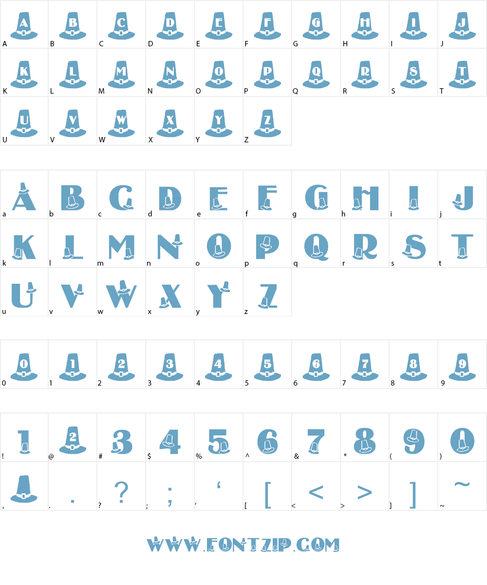 LMS Puritan Party Hats Font Character